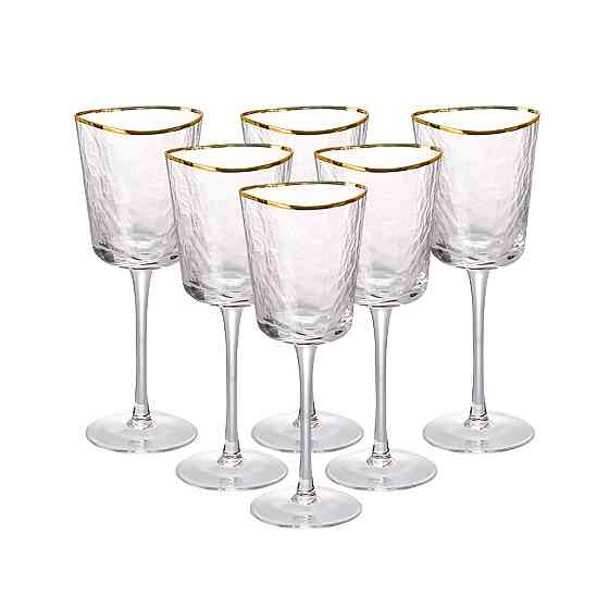 Набір з 6 винних бокалів з золотим обідком 350 мл Київ