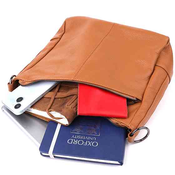 Жіноча сумка на два відділення з натуральної шкіри Коричневий (Vintage) Київ