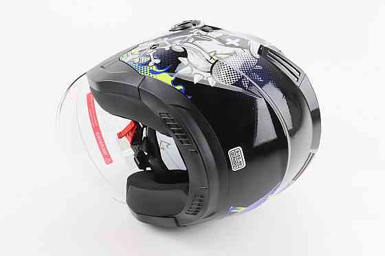 Шолом відкритий+відкидні окуляри BLD-708 S (55-56см), ЧОРНО-СИНІЙ "Bulldog" Киев