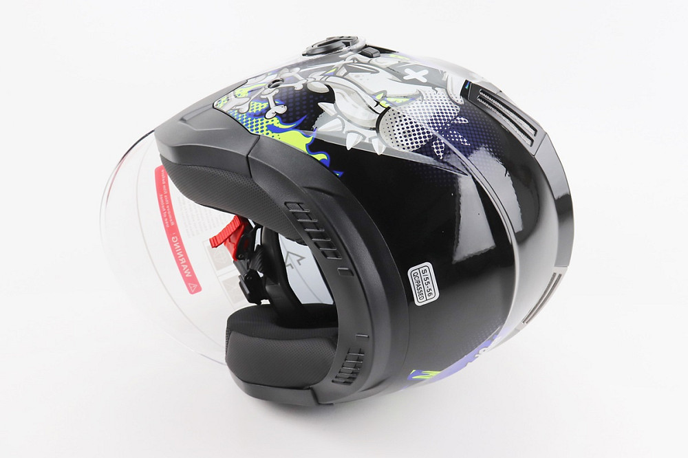 Шолом відкритий+відкидні окуляри BLD-708 S (55-56см), ЧОРНО-СИНІЙ "Bulldog" Киев - изображение 2