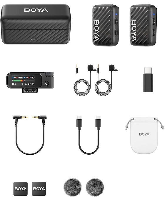 Мікрофон подвійний бездротовий / рекордер з ШІ шумозаглушенням для телефону камери Type-C BOYAMIC 2-01 SBR Київ - фото 5