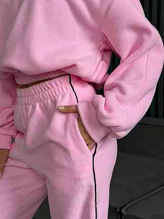 Женский теплый прогулочный костюм двойка: кофта и брюки из двухстороннего флиса Розовый, 48/50 Одесса