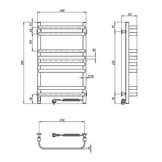 Рушникосушарка електрична Navin Stugna 480х800 Sensor правобічна біла Київ
