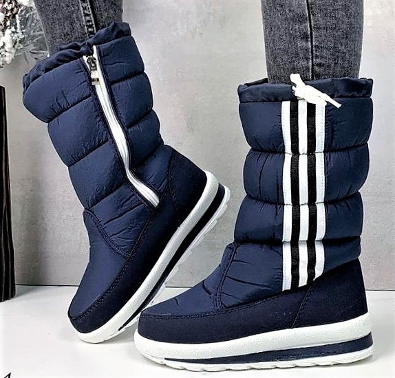 Зимові жіночі Дутики в стилі AD!DAS Чоботи на Хуху Теплі Сині (розміри: 36,37) Дніпро - фото 6