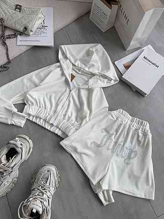 Женский стильный повседневный велюровый костюм Белый, 42/44 Одесса