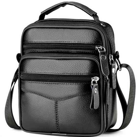 Чоловіча сумка-борсетка Tiding Bag (17 x 21 x 9 см) сумка-месенджер із натуральної шкіри Чорний Вінниця