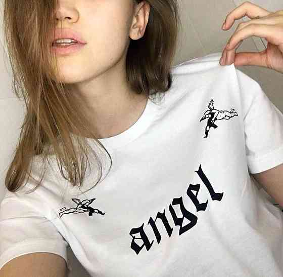 Біла футболка з оригінальним принтом! Angel Чернівці