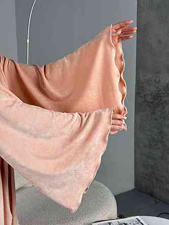 Женский домашний велюровый мини халат плюш велюр Персик, 48/52 Одесса