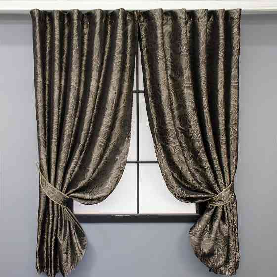 Комплект коротких штор VR-Textil Жаккард Fantasy № 1632ш Венге с бежевым 140х170 см 2 шт (35-0288) Киев