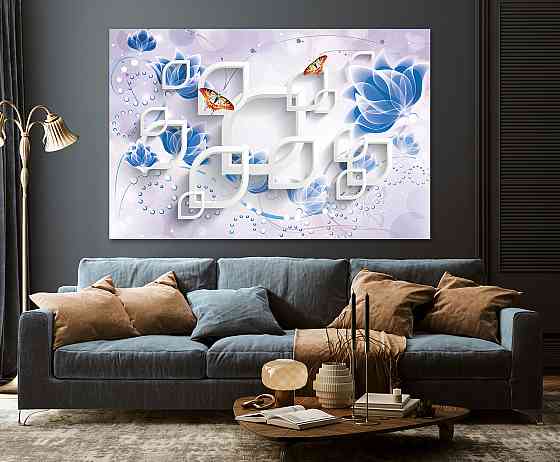 Картина полотно у вітальню / спальню    Абстракція метелики    MLP_261 ( 60х30см ) 90х180см Київ