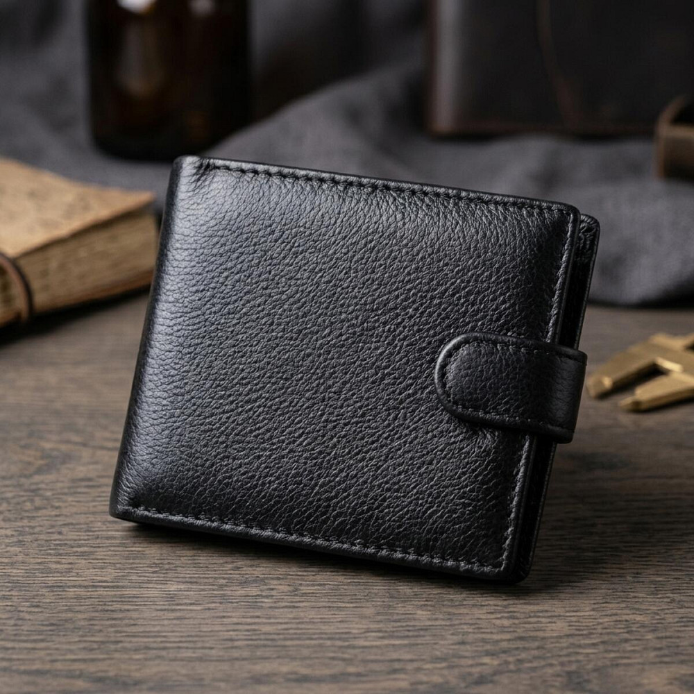 Гаманець для чоловіків зручного розміру із натуральної шкіри ST Leather 22461 Чорний Київ - фото 14
