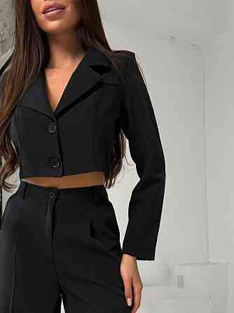 Жіночий діловий брючний костюм-двійка: жакет і штани костюмка Чорний, 46/48 Одеса