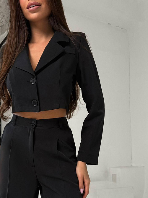 Жіночий діловий брючний костюм-двійка: жакет і штани костюмка Чорний, 46/48 Одеса - фото 3