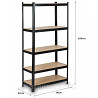 Стеллаж металлический усиленный Siker P9040 Черный (180х90х40 см) на 5 полок МДФ нагрузки до 875 кг