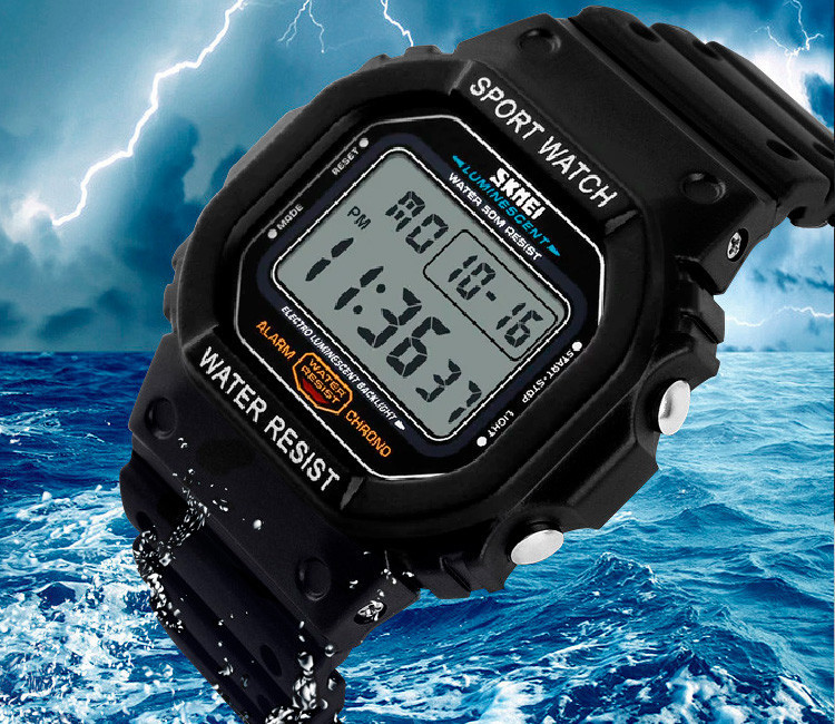 Чоловічий спортивний годинник Skmei 1134 (Чорний з білим екраном) Вінниця - фото 6
