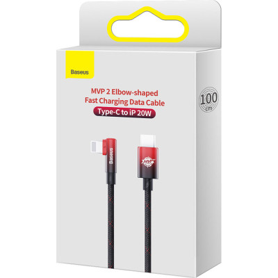 Дата кабель USB-C to Lightning 1.0m 20W 90° corner black/red Baseus (CAVP000220) Винница - изображение 5