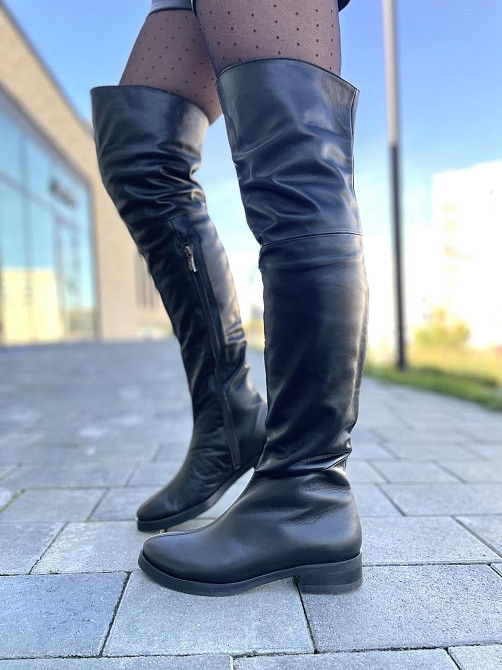 Nivelle Ботфорти демісезонні жіночі, натуральна шкіра, чорні на низькому ходу 3003/2510 / Чобот Коломыя - изображение 5