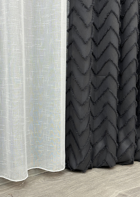 Шторная ткань Лен Букле цвет графитовый 1810ш Киев - изображение 6