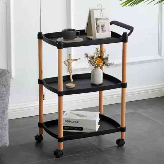 Тележка для кухни и комнаты поднос передвижной на колесах,передвижной с ручкой на колесах на 3 яруса,этажерка Каменец-Подольский