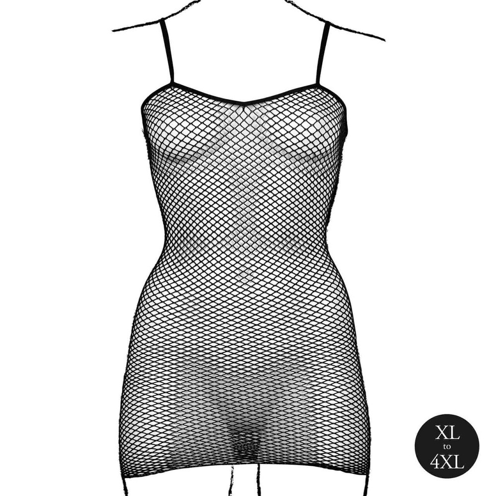 Жіноча коротка сукня з сітчастою структурою та тонкими бретелями Le Desir Short Fishnet Dress, чорна Sex Aura Київ - фото 10