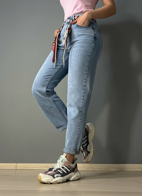 Джинси жіночі Dragon 8321 MOM jeans з поясом стрейчеві блакитні, блакитний, 30, 30, 80 см, 106 см Київ - фото 7