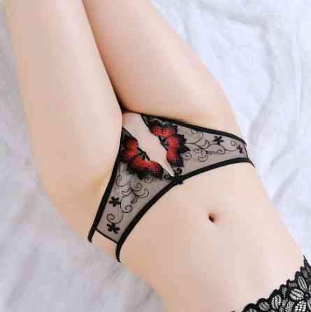 Еротичні труси жіночі з розрізом універсальний чорний Київ