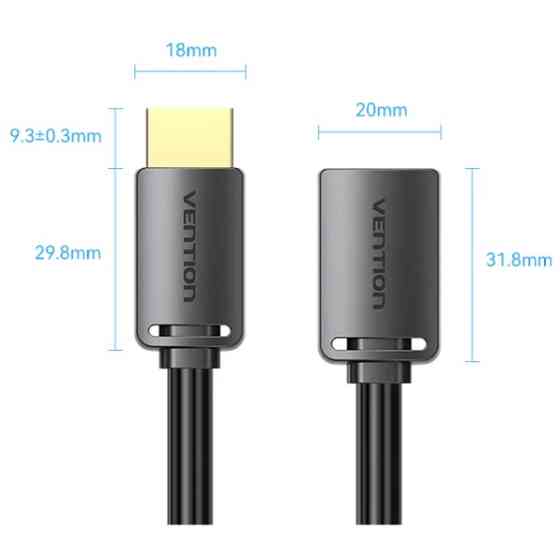 Кабель HDMI M - F (подовжувач), 2.0 м, V2.0, 4K 60Hz PVC Vention Винница