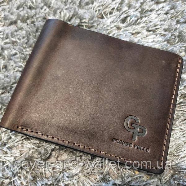 Тонкий вінтажний чоловічий гаманець без застібки Grande Pelle 506120 Київ - фото 2