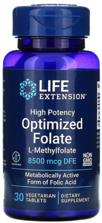 Фолат фолиевая кислота 8500 мкг Life Extensions Optimized Folate 30 таб Киев