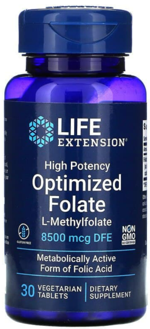 Фолат фолиевая кислота 8500 мкг Life Extensions Optimized Folate 30 таб Киев - изображение 1