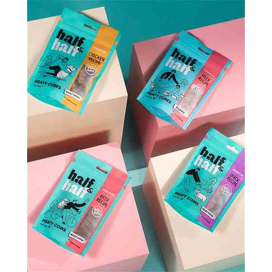 Лакомства для собак Half&Half в форме мясных монеток с уткой, 100 г Винница