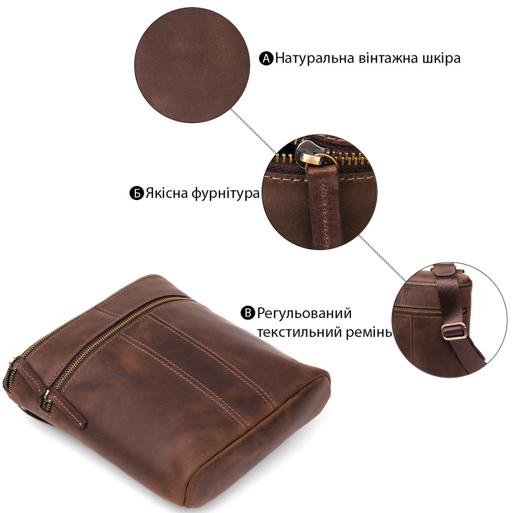 Сумка мужская кожаная Коричневая (SHVIGEL) Киев - изображение 8
