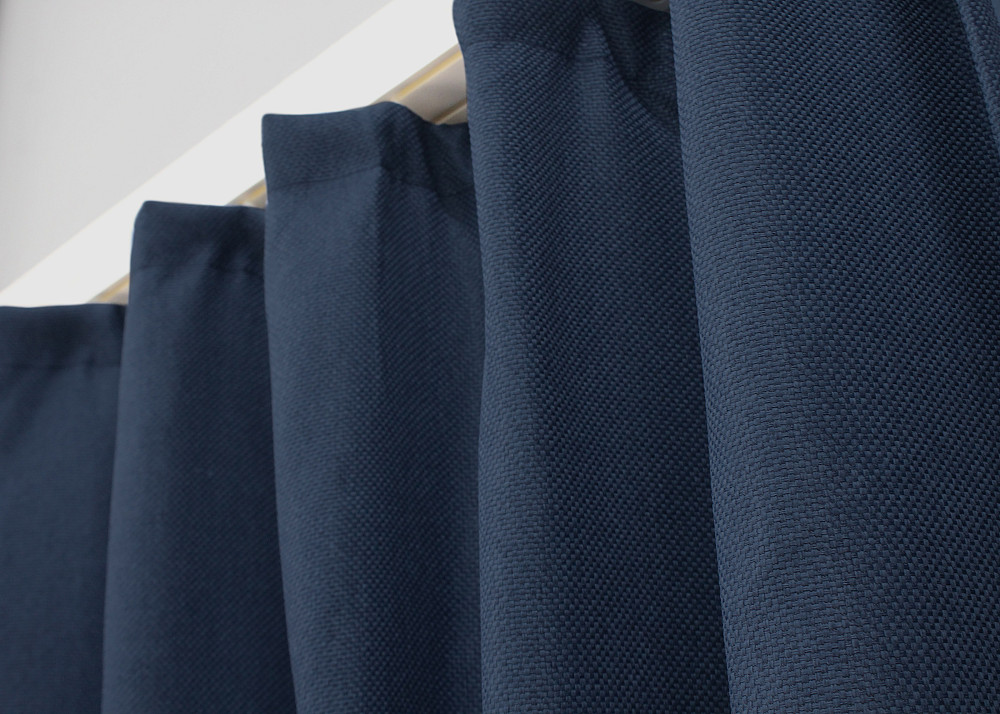 Комплект коротких штор VR-Textil Льон-блекаут Льон Мішковина № 1360ш Темно-синій 130х170см 2 шт (35-0104) Київ - фото 7