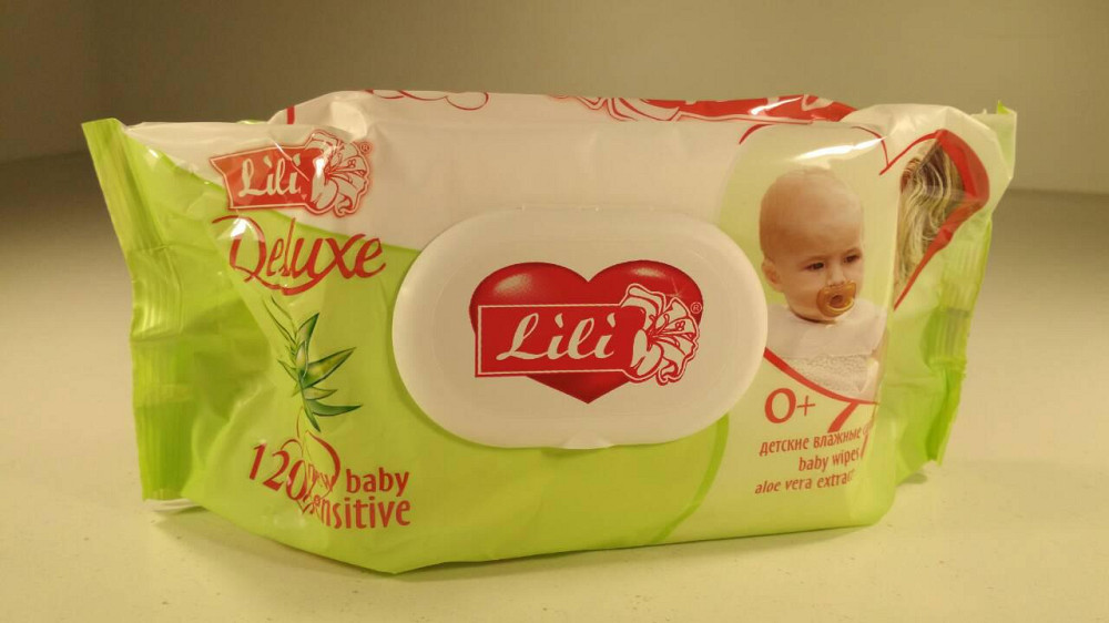 Дезінфікувальні вологі серветки 120 шт з клапаном "LILI DELUXE" алое (1 пачка) Харків - фото 1