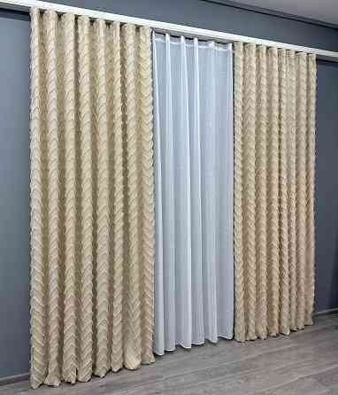 Комплект штор VR-Textil Лен Букле № 1807ш Кремовый 150х295 см 2 шт (33-0783) Киев
