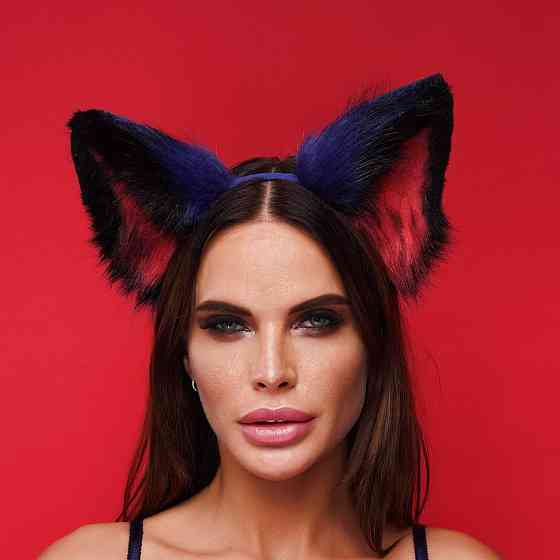 Меховые ушки кошки трехцветные: Синий, черный, красный OKOVA Sex Aura Киев