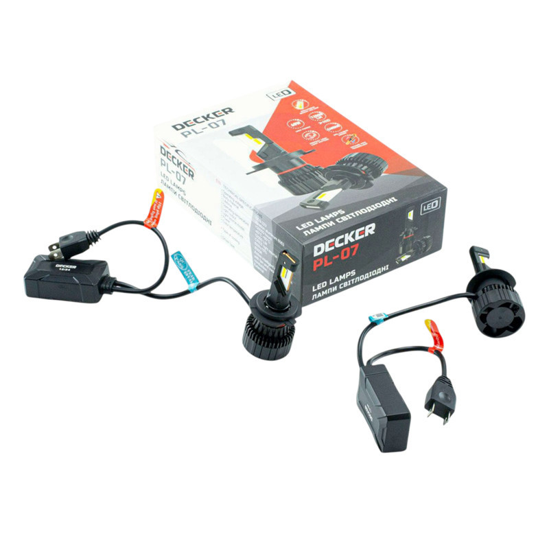 Автолампа LED H7 12V-24V PL-07 60W 6000K 12000L радіатор та вентилятор обманка Мукачево - фото 1