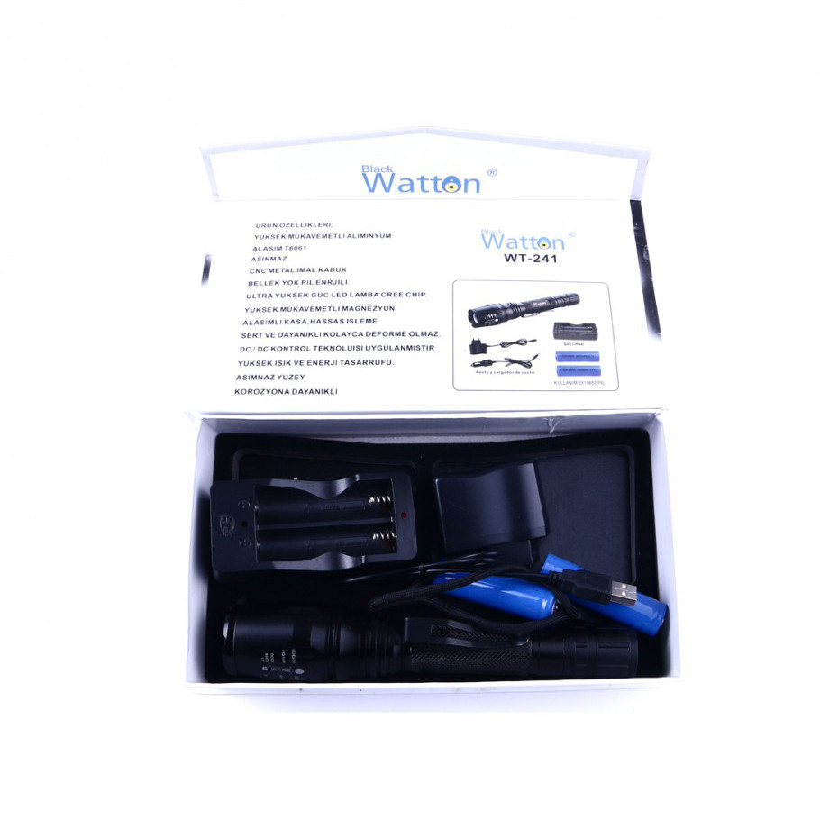 Тактичний світлодіодний акумуляторний фонарь Watton WT-241, ручний фонарик в алюмінієвому корпусі Кам'янець-Подільський - фото 5