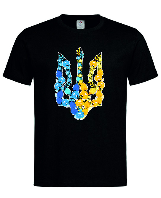 Футболка «Трезуб із квітів — символ України» Чорний, M Городище - фото 1