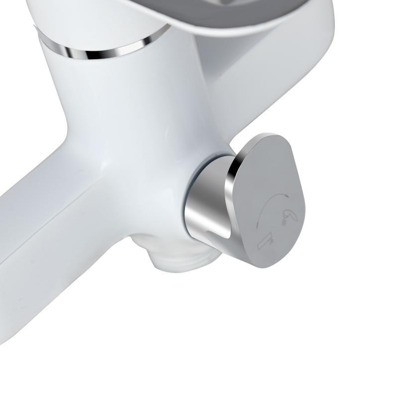 Змішувач для ванни Lidz Latwa 005 з душовим гарнітуром (LDLAT005WHI45425) білий/хром Київ - фото 4