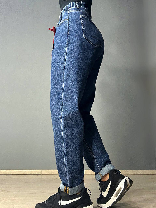 Джинси жіночі Vanver 8275 MOM на резинці зі шнурком великі розміри сині , синій, 42., 42, 120 см, 145 см Київ - фото 16