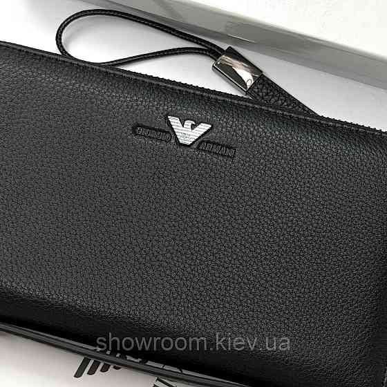 Кожаный брендовый клатч Armani с отделением для телефона (6615) Киев