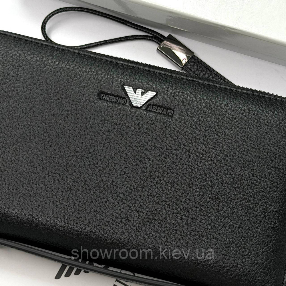 Шкіряний брендовий клатч Armani з відділенням для телефона (6615) Київ - фото 4