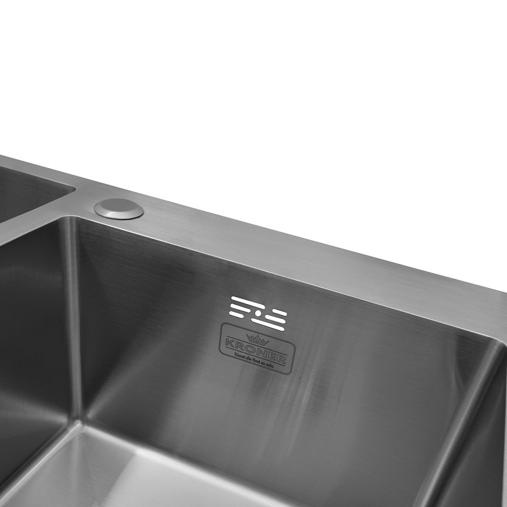 Кухонная мойка с нержавеющей стали Kroner KRP Gebürstet - 78х43ZHM на две чаши (3/1 мм) Киев - изображение 6
