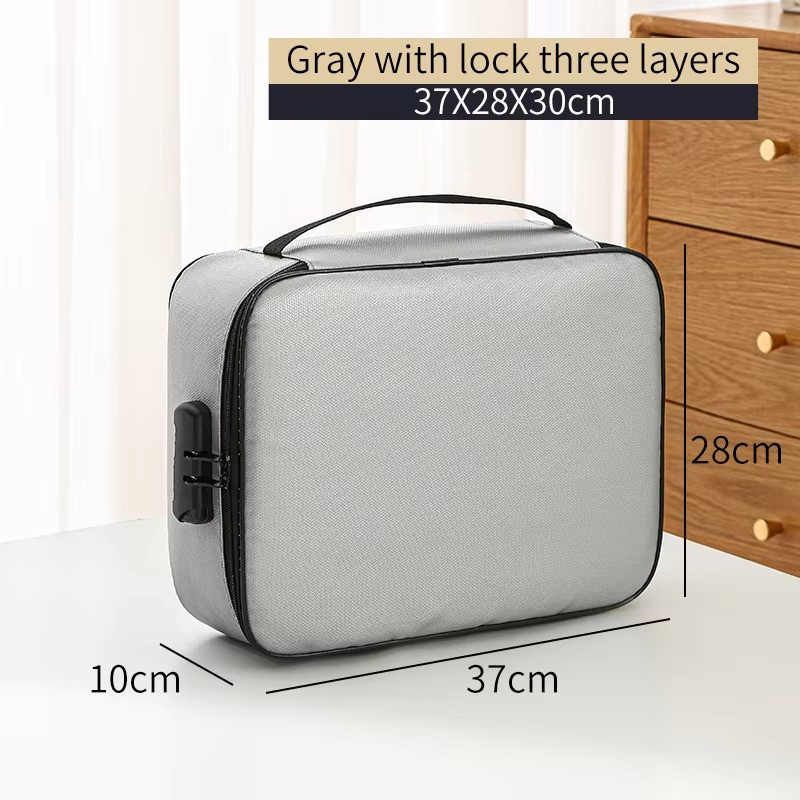 Сумка-органайзер для документов с замком с защитой от воды и огня на 3 отделения,JY-1019, серая Каменец-Подольский - изображение 4