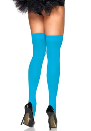 Щільні неонові панчохи Leg Avenue Nylon Thigh Highs Neon Blue, one size Львов