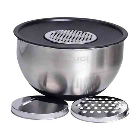 Набір мисок з нержавіючої сталі 5 штук з кришками і терками салатники з нержавійки 5/4/ 2.5/2/1 Коломыя