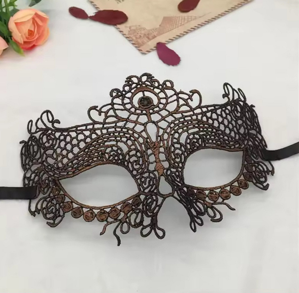 Маска мереживна one size коричневий Київ - фото 1