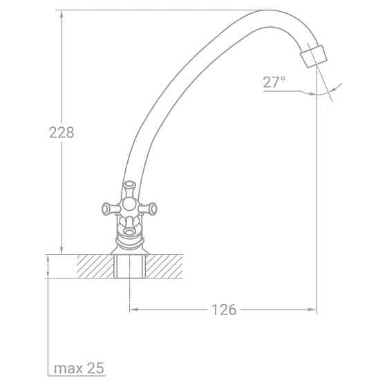 TAU Смеситель s85 ½" для кухни эконом на шпильке TAU VN-2B160C (9885110) Київ