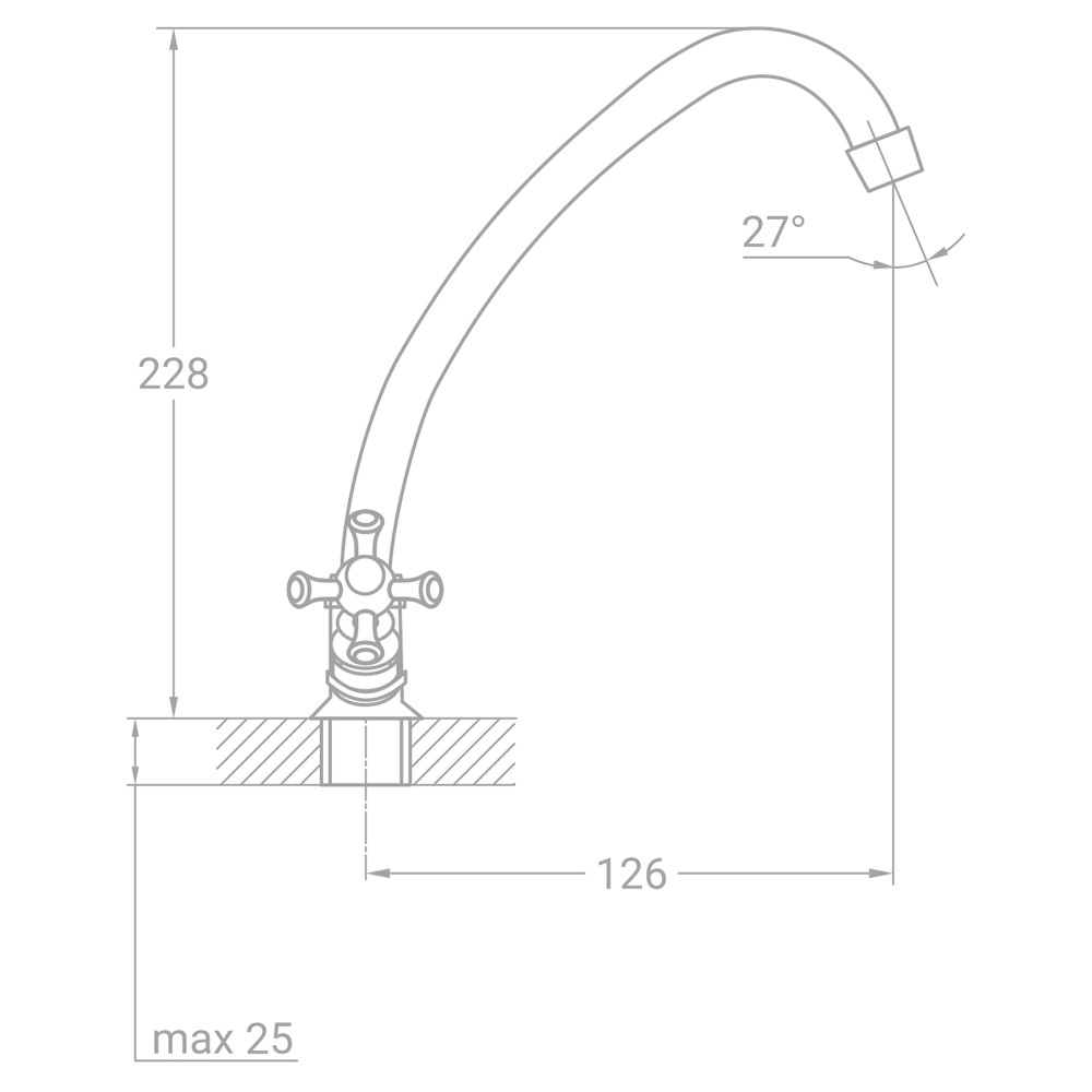 TAU Смеситель s85 ½" для кухни эконом на шпильке TAU VN-2B160C (9885110) Киев - изображение 2